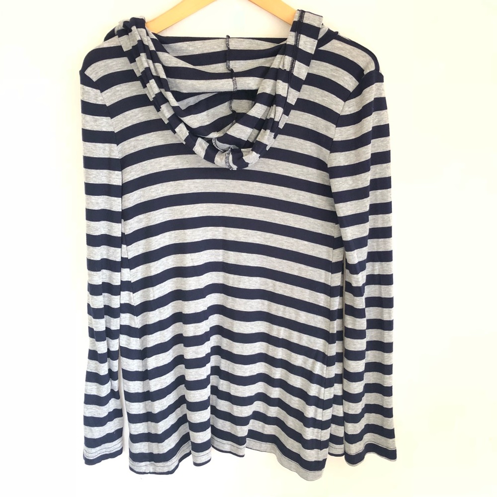 Michael Stars Open Hooded Cardigan stripe Women’s - Picture 2 of 6